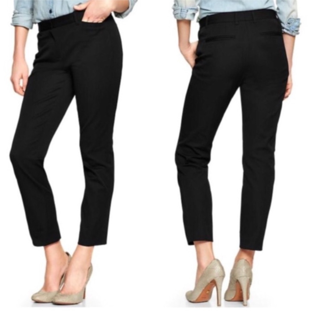 GAP Slim Cropped Pants Sz 0R Black Two-Way Stretch Cotton Spandex Ankle Pants